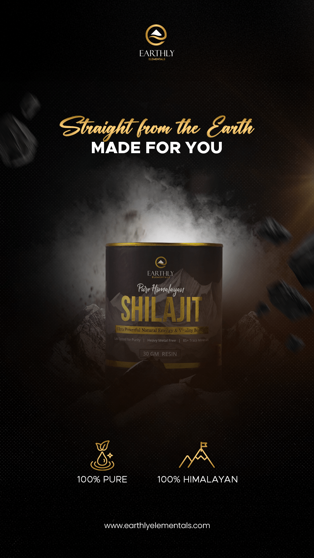 Pure Himalayan Shilajit | 85 Essential Minerals | 2 Month Supply - Earthly Elementals